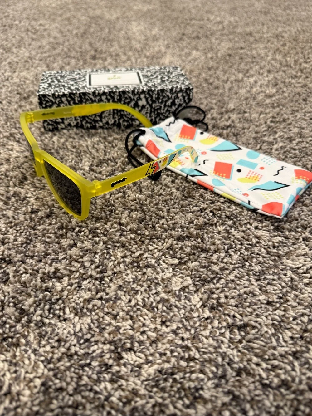 goodr x Reebok Recess Ree-Mix OG Polarized Sunglasses Yellow 90s w/ Box & Pouch